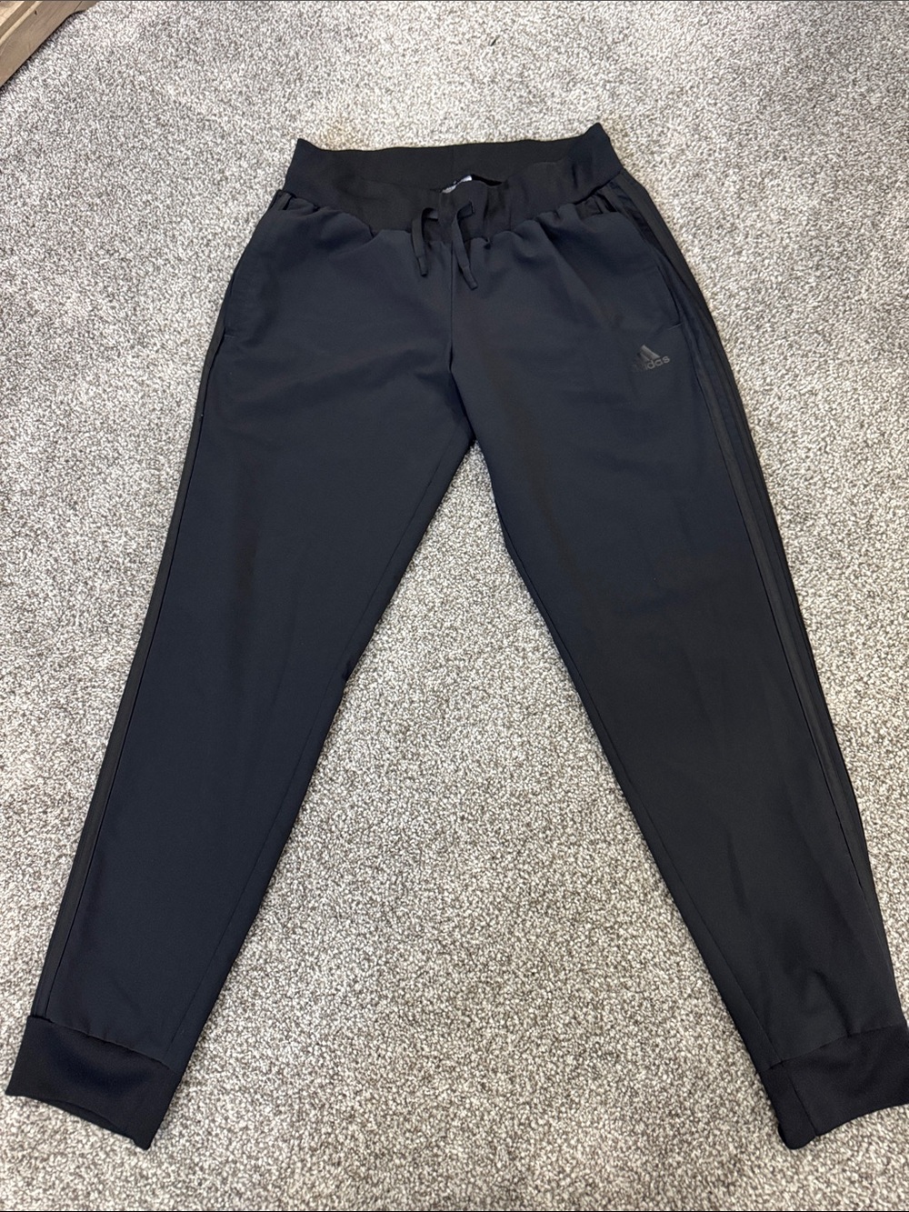 adidas Black Athletic Track Pants with Subtle Stripe